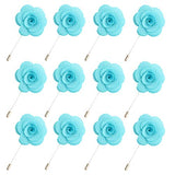 JLIKA Lapel Flower Pin Rose for Wedding Boutonniere Stick (Set of 12 PINS)