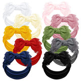 Baby Girl Headbands and bows - Nylon Headband Fits newborn toddler infant girls lace trim