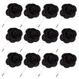 JLIKA Lapel Flower Pin Rose for Wedding Boutonniere Stick (Set of 12 PINS)