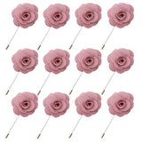 JLIKA Lapel Flower Pin Rose for Wedding Boutonniere Stick (Set of 12 PINS)