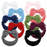 Baby Girl Headbands and bows - Nylon Headband Fits newborn toddler infant girls lace trim