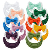 Baby Girl Headbands and bows - Nylon Headband Fits newborn toddler infant girls lace trim