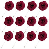JLIKA Lapel Flower Pin Rose for Wedding Boutonniere Stick (Set of 12 PINS)