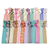 Elastic Hair Ties (SET OF 100) Colorful Prints and Solids, No Crease Ouchless Ponytail Holders, Ribbon Hairties for Women Girls Teens and Kids