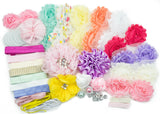 Pastel Collection - Fashion Headband Kit - Baby Shower Games Headband Station Party Supplies for DIY Hair Bow Maker - Make 32 Headbands and 5 Clips