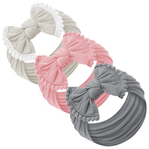 Baby Girl Headbands and bows - Nylon Headband Fits newborn toddler infant girls