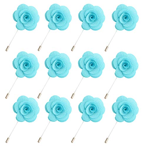 JLIKA Lapel Flower Pin Rose for Wedding Boutonniere Stick (Set of 12 PINS)