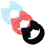 Baby Girl Headbands and bows - Nylon Headband Fits newborn toddler infant girls pom pom