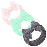 Baby Girl Headbands and bows - Nylon Headband Fits newborn toddler infant girls pom pom