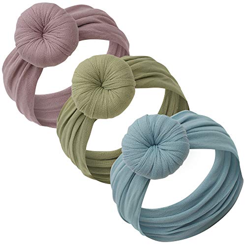 Baby Girl Headbands and bows - Nylon Turban Round Knot Headband Fits newborn toddler infant girls