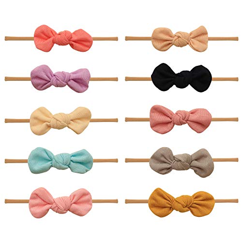 Baby Girl Headbands and bows - Nylon Headband Fits newborn toddler infant girls (Brooklyn Collection) (Assorted Mix)