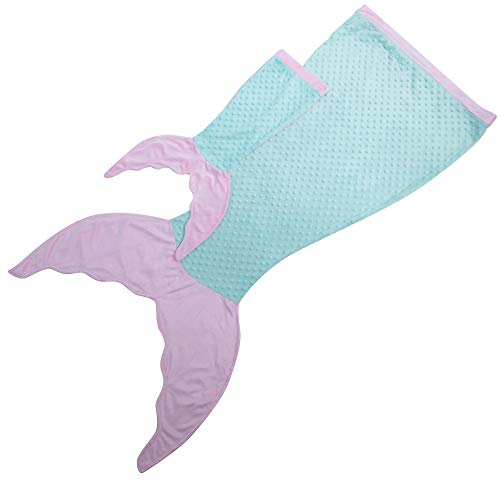 JLIKA Mermaid Tail Blanket with Free Doll Blanket Included (Aqua Pink)