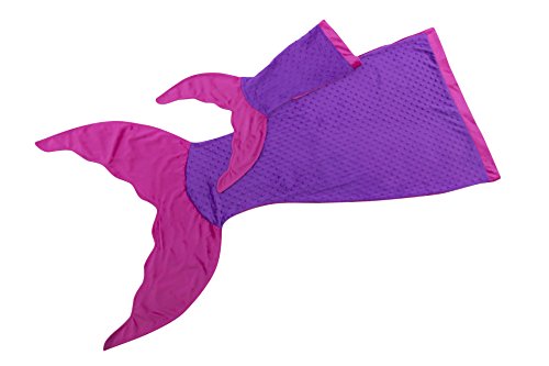 JLIKA Mermaid Tail Blanket with Free Doll Blanket Included (Hot Pink/Purple)