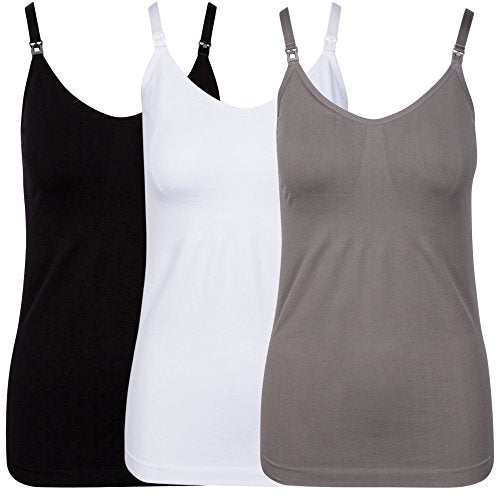 JLIKA 3 Pack Womens Nursing and Pregnancy Cami - Maternity Tank Top