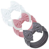 Baby Girl Headbands and bows - Nylon Headband Fits newborn toddler infant girls pom pom