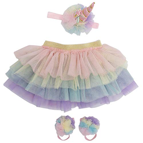 Unicorn Newborn Baby Girl Outfit Tutu Set Skirt Headband Photography Prop for Babies Size: 0-9 Months