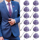 JLIKA Lapel Pins for Men Flower Pin Rose for Wedding Boutonniere Stick Boutineers (Set of 12 PINS)