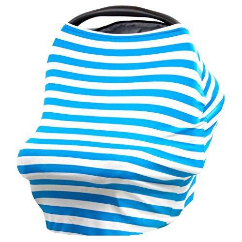 JLIKA Baby Car Seat Covers and Nursing Cover Multi Use (Turquoise/White Stripe)