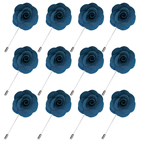 JLIKA Lapel Flower Pin Rose for Wedding Boutonniere Stick (Set of 12 PINS)