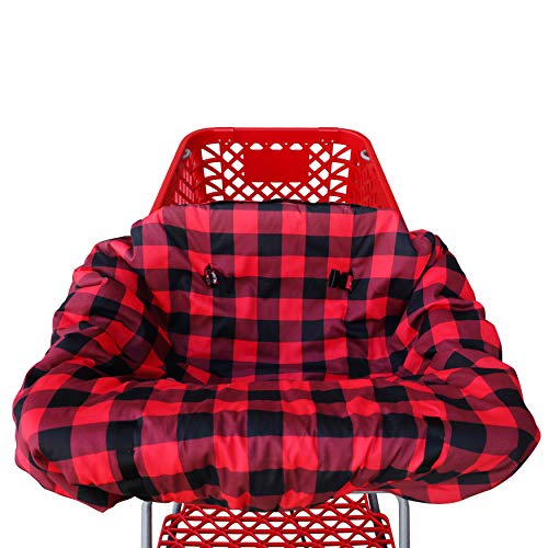 Shopping cart Covers for Baby | High Chair and Grocery Cover for Babies | Infants |Toddlers Trolley Seat for Boys and Girls (Buffalo Plaid)