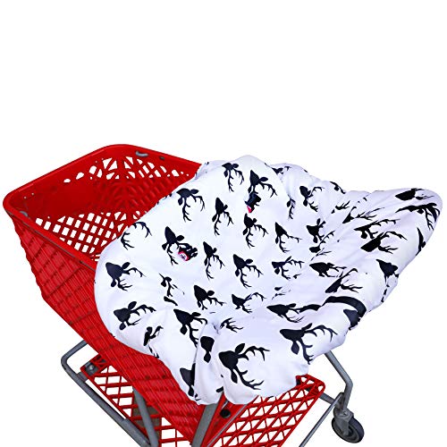 Shopping cart Covers for Baby | High Chair and Grocery Cover for Babies | Infants |Toddlers Trolley Seat for Boys and Girls (Black White Buck)