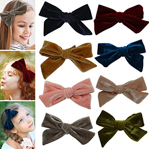 Velvet bows hair clips for girls - toddler hair accessories barrettes - bow alligator clip for Teens Kids Toddlers (Mixed Colors)
