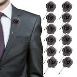 JLIKA Lapel Flower Pin Rose for Wedding Boutonniere Stick (Set of 12 PINS)