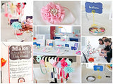 Bright Summer Collection - Fashion Headband Kit - Baby Shower Games Headband Station Party Supplies for DIY Hair Bow Maker - Make 32 Headbands and 5 Clips