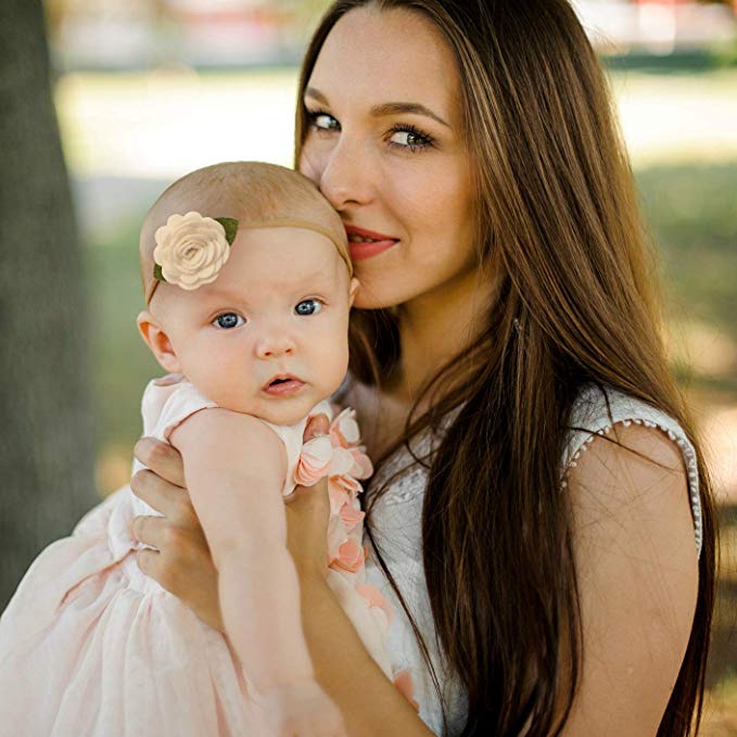 Baby Girl Headbands and bows - Nylon Headband Fits newborn toddler infant girls (Assorted Mix)