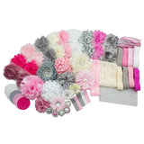 Paris Inspired Collection - Fashion Headband Kit - Baby Shower Games Headband Station Party Supplies for DIY Hair Bow Maker - Make 32 Headbands and 5 Clips