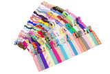 Elastic Hair Ties (SET OF 100) Colorful Prints and Solids, No Crease Ouchless Ponytail Holders, Ribbon Hairties for Women Girls Teens and Kids