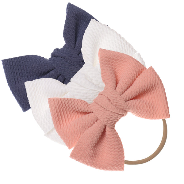 Baby Girl XL Bow Headbands Grey, Pink, Ivory