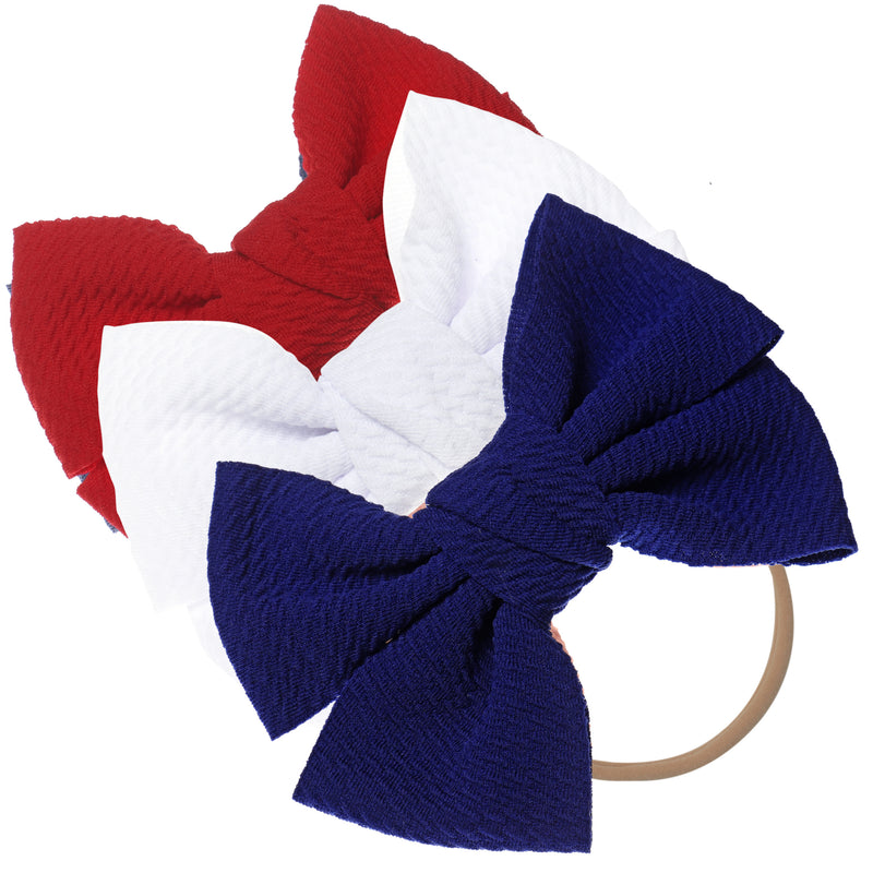 Baby Girl XL Bow Headbands Navy, White, Red