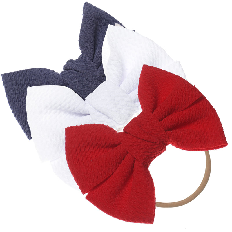 Baby Girl XL Bow Headbands Grey, White, Red
