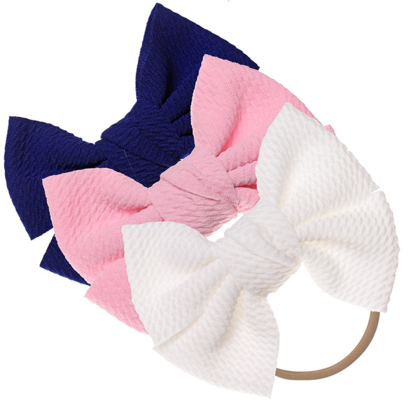 Baby Girl XL Bow Headbands Pink, Navy, Ivory