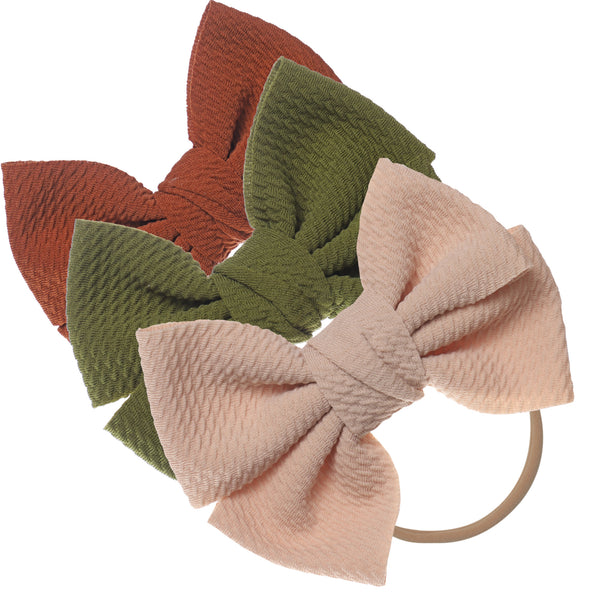 Baby Girl XL Bow Headbands Sienna, Sage, Beige