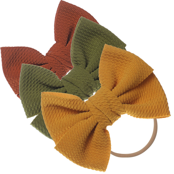 Baby Girl XL Bow Headbands Sienna, Sage, Mustard