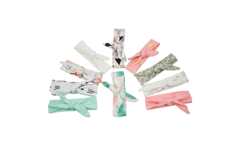 Baby Girl Knotted Headbands - 10 Pack (Modern Designs Collection)
