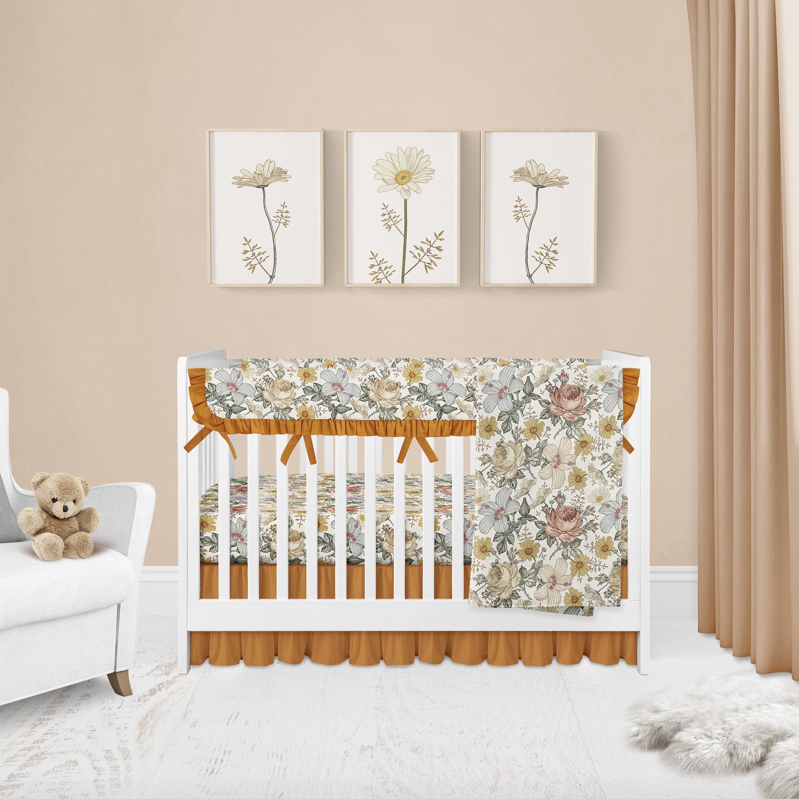 Vintage floral crib bedding sales