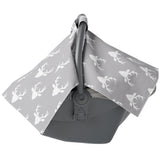 Grey and White Buck Carseat Canopy