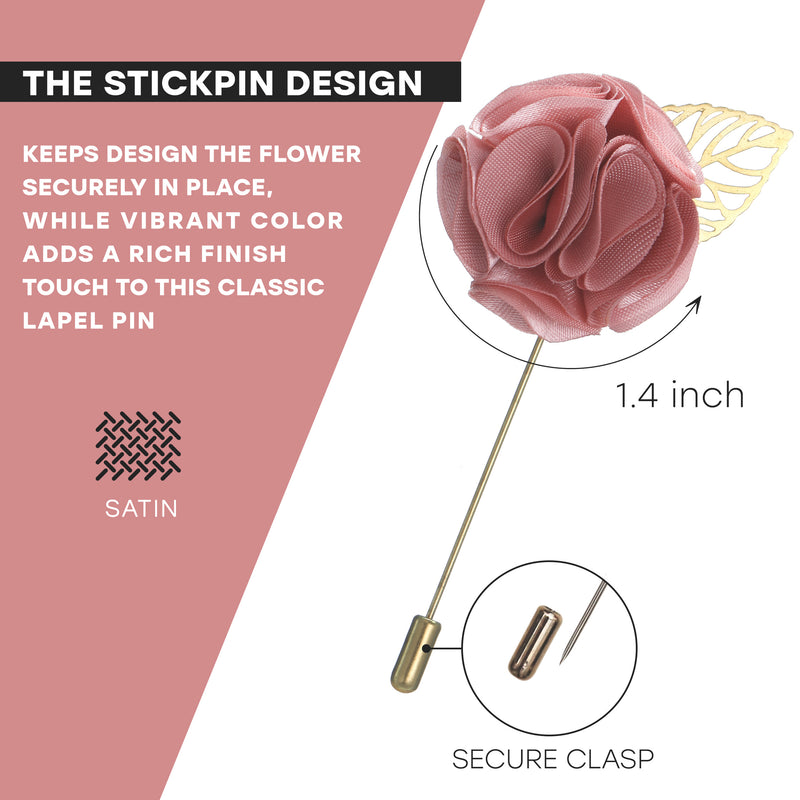 Lapel Flower Gold Leaf Pin Rose for Wedding Boutonniere Stick for Suit (Set of 12 PINS)