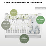 Elephants Gray Crib Bedding Set
