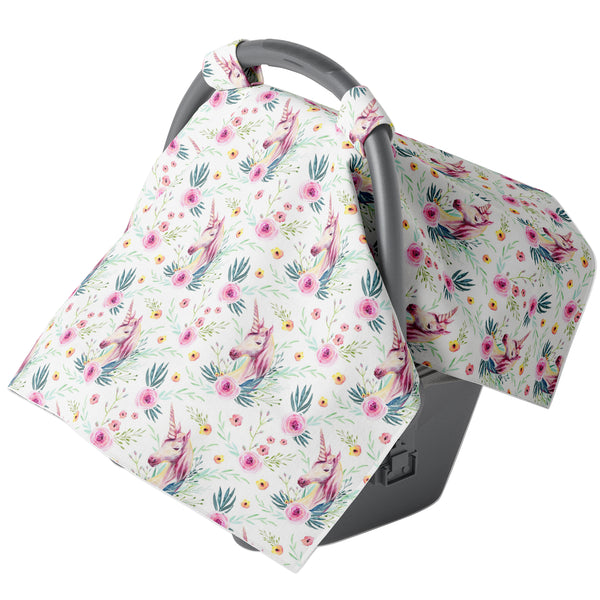 Floral Unicorn Carseat Canopy